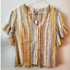 NWOT Drew Flutter Sleeve button up blouse